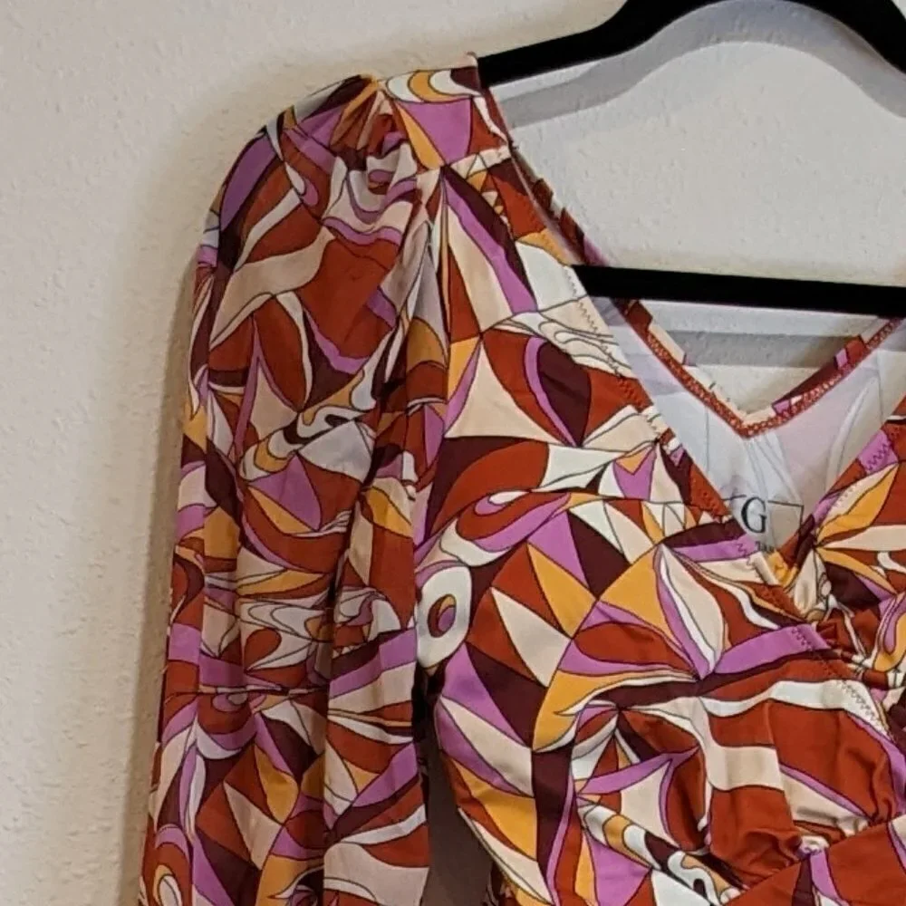 G by Giuliana Jet Set G One-Piece UPF 50 Mesh Sleeve Swimsuit 817-978 NWOT